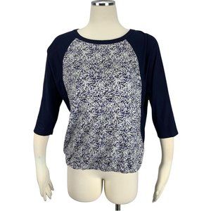 Ann Taylor LOFT Small Blouse Cheetah Animal Print 3/4 Sleeves Key hole